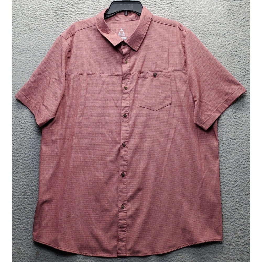Gerry Performance Shirt Mens XXL Red Midweight Pocket Short Sleeve‎ Button Up